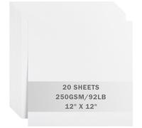 UAP34WH20 Lot de 20 feuilles de papier cartonné blanc 30,5 x 30,5 cm 250 g/m² épais pour Cricut, scrapbooking, travaux manuels, fabrication de cartes
