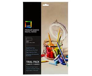 UART Feuilles de papier pastel foncé poncées pour pastel, crayon de couleur et fusain, lot d'essai, 5 grains, 15,2 x 27,9 cm