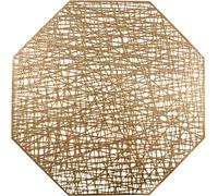 U'Artlines Sets de Table octogonaux Creux en Vinyle antidérapant pour Isolation Thermique Placemats 6pcs doré