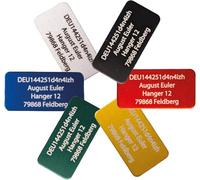 UAS-ID Plaque d'immatriculation de drone ou e-ID, 20 x 10 mm, jusqu'à 4 lignes, en aluminium anodisé naturel, avec inscription laser de qualité supérieure
