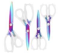 Uaugulft Lot de 4 ciseaux en acrylique, lames tranchantes colorées en titane avec poignée ergonomique en ABS, ciseaux multi-usages, adaptés pour la couture et la maison