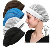 Uaussi 4 or 8 Pack Chef Hat Kitchen Cooking Chef Cap Adjustable Food Service Hair Nets Reusable Washable Mesh Bouffant Beanie