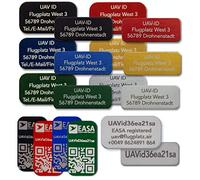 UAV-ID - badge de drone en 20x8mm ou 20x11mm, aluminium, code QR en option, gravé au laser, e-ID, numéro d'immatriculation, plaques, autocollants, jusqu'à 4 lignes