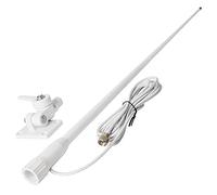 UAYESOK Antenne Radio Marine étanche VHF en Fibre de Verre 1,1 m avec câble RG-58 de 7 m PL259/support de Base réglable pour Voiture de Bateau ATV UTV (Blanc)