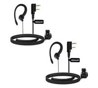 UAYESOK Lot de 2 Oreillette 2 Broches en Forme de G pour Talkie-Walkie, Sécurité Radio Casque Écouteurs avec Microphone PTT pour Baofeng UV5R 888s UV-82 Kenwood RT24 RT27 eSynic QuanSheng(2 pièces)
