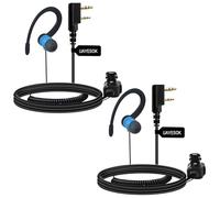 UAYESOK Lot de 2 paires d'écouteurs, talkie-walkie, en forme de G, 2 broches, avec microphone PTT et écouteurs pour radio Baofeng UV5R 888s, UV-82HP BF-F8HP Kenwood h777 RT24 RT27