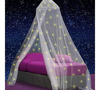 UB-STORE Lit à baldaquin pour Filles avec pré-collés luisant dans Les étoiles Sombres - Décor de Chambre en moustiquaire Princesse