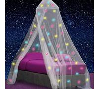 UB-STORE Lit à baldaquin pour Filles avec pré-collés luisant dans Les Licornes Sombres - Décor de Chambre en moustiquaire Princesse