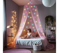UB-STORE Rose Lit à baldaquin pour Filles avec pré-collés luisant dans Les Licornes Sombres - Décor de Chambre en moustiquaire Princesse