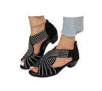 UBALDI Glowstep Orthopedic Low Heel Cut-Out Sandals,Comfortable Non-Slip - Arch Support, Arch Support for Pain Relief (Black,40.5)