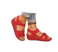 UBALDI Soft & Stylih Wedge Sandals Comforts,2025 Breathable Orthopedic Walking Platform Sandals with Arch Support (Red,39)