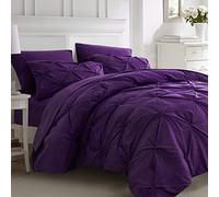 Ubauba Parure de lit 7 pièces à Nervures pour Grand lit dans Un Sac pour Toutes Les Saisons, Parure de lit avec Couette, draps, taies d'oreiller et taies d'oreiller (Violet, Grand lit)