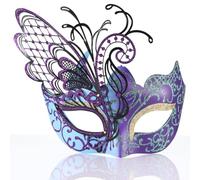 Ubauta Divers masques vénitiens en métal avec strass pour femme pour bal masqué, Mardi Gras, bal costumé, mariage (papillon bleu violet)