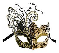 Ubauta Masque de femmes vénitiennes en métal strass papillon or/noir pour mascarade/fête de mardi gras/bal costumé Sexy/mariage