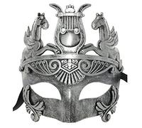 Ubauta Masque de gladiateur romain de guerrier spartiate grec ancien en argent, pour la fête de costume de mascarade/mardi gras/fantôme de l'opéra/bal