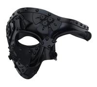 Ubauta Masque vénitien Cyborg en métal Steampunk, masque de mascarade noir pour la fête du costume d'halloween/fantôme de l'opéra/bal du mardi gras