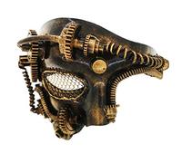 Ubauta Masque vénitien de maille de Cyborg en métal de Steampunk, masque de mascarade d'or pour la fête de costume d'halloween/fantôme de l'opéra/bal de mardi gras