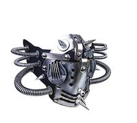 Ubauta Steampunk Masque En Cuir Cosplay Masque Punk Rivet Mascarade Masque-Argent