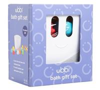 Ubbi Baby Bath Time Essential Gift Set, Includes Drying Bin and 11 Bath Toys, Bath Toy Scoop, Dishwasher Safe, White