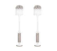 Ubbi Deluxe Baby Bottle Brush Set, Bottle Brush and Nipple Brush with Suction Cup, Baby Cleaning Essentials, Set of 2, Taupe