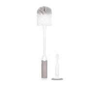 Ubbi Deluxe Baby Bottle Brush Set, Bottle and Nipple Brushes with Suction Cup, Newborn Cleaning Essentials, Taupe