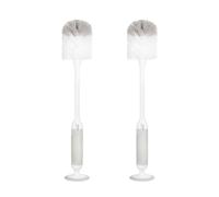 Ubbi Deluxe Baby Bottle Brush Set, Bottle and Nipple Brushes with Suction Cup, Newborn Cleaning Essentials, Set of 2, Grey