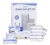 Ubbi Diaper Changing Value Set, Odor Locking Modern Design Baby Accessory Must Have Set Includes Grey Diaper Pail, Diaper Sacks, Odor Absorbing Gel, Travel Chaning Mat and Diaper Pail Waste Bags