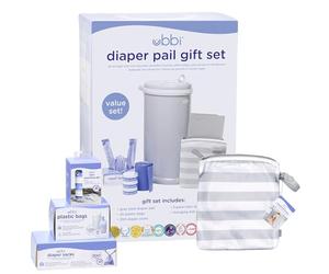 Ubbi Diaper Changing Value Set, Odor Locking Modern Design Baby Accessory Must Have Set Includes Grey Diaper Pail, Diaper Sacks, Odor Absorbing Gel, Travel Chaning Mat and Diaper Pail Waste Bags