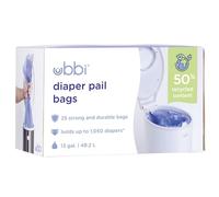 Ubbi Disposable Diaper Pail Bags, Disposable Baby Waste Bags, Single Pack, 25 Count, 13-Gallon Bags