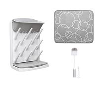 Ubbi Égouttoir vertical pour biberons avec brosse et tapis microfibre – Gris