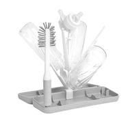 Ubbi On-The-Go Drying Rack and Brush Set, Includes Travel Case and Bottle Brush for Compact Storage, Holds Up to 8 Bottles, Baby Travel Accessories, Grey