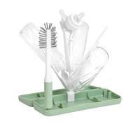Ubbi On-The-Go Drying Rack and Brush Set, Includes Travel Case and Bottle Brush for Compact Storage, Holds Up to 8 Bottles, Baby Travel Accessories, Sage