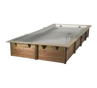 Piscine bois Linéa 6,50 x 3,50 x 1,40 m - Liner gris -