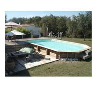 UBBINK Piscine bois Océa 470x860 H130cm - Liner Beige - Hors sol, semi enterrée ou enterrée - Garantie 15 an