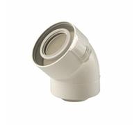 Ubbink Rolux coude d'évacuation des fumées 80/125mm 45° PP, concentrique blanc 0229500