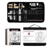 UBBOY Kit de dessin et d'esquisse, kit de dessin, kit crayon à dessin, fournitures artistiques professionnelles, avec album à dessin 3 couleurs, pour débutants, enfants, artistes, étudiants