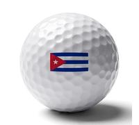 UBBVPKY Balles De Golf Personnalisées Imprimées avec Drapeau De La République De Cuba Balles De Golf Caoutchouc Réutilisables Double-Face Accessoires De Originaux pour Passionnéseurs Papa Mari
