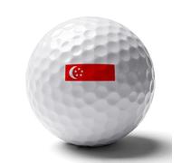 UBBVPKY Balles De Golf Personnalisées Imprimées avec Le Drapeau De La République De Singapour Marquage Réutilisable Double Face Accessoires De Golf Tendance pour Les Passionnés De Golfeurs Papa Mari