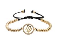 UBBVPKY Bracelet En Perles De Zircon Micro-Incrustées - Bracelet Réglable Pour Femme Et Homme, Signe Du Zodiaque, 12 Constellations, Cadeau Pour La Saint-Valentin, Un Anniversaire, La Vierge
