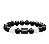 UBBVPKY Bracelet Extensible En Perles D'Agate Noire De 10Mm Pour Homme Et Femme, Bijou Porte-Bonheur Astrologique, Signe Astrologique Du Taureau