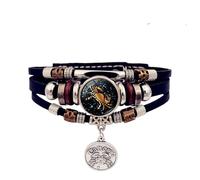 UBBVPKY Bracelet Lumineux 12 Constellations Avec Pendentif Signe Du Zodiaque Bracelets En Cuir Multicouches Phosphorescents Cadeau Pour Homme Et Femme Cancer