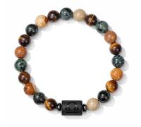 UBBVPKY Bracelet Signe Du Zodiaque - Bracelet De Perles 12 Constellations Pour Couples 8 Mm Pierre Œil De Tigre Naturelle Élastique Pour Femmes Et Hommes Bijoux Horoscope Cadeau Balance