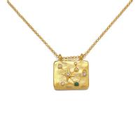 UBBVPKY Collier 12 Constellations Pour Femme Pendentif Rectangulaire Avec Diamants Signe Du Zodiaque Astrologie Horoscope Constellation Cadeau Pour Homme Anniversaire Taureau
