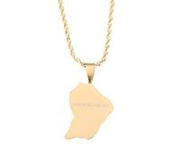 UBBVPKY Collier Avec Pendentif Carte De La Guyane Française Tendance - Colliers Avec Cartes Ethniques Et Drapeaux Nationaux Pour Femmes Et Hommes Bijoux Patriotiques Cadeau Jaune 50 Cm