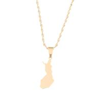 UBBVPKY Collier Avec Pendentif Carte De La République De Finlande - Collier Ethnique Avec Pendentif Carte Du Pays Et Drapeau National Pour Femmes Et Hommes Bijoux À Breloques Patriotiques Cadeau