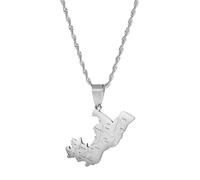 UBBVPKY Collier Avec Pendentif Carte De La République Du Congo - Collier Ethnique Avec Drapeau National Et Carte Du Pays Pour Femmes Et Hommes Breloque Patriotique Cadeau Blanc 50 Cm