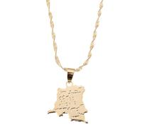 UBBVPKY Collier Avec Pendentif Carte De La République Du Congo Pour Homme Et Femme Accessoire Tendance Idéal Pour Un Cadeau Patriotique Ou Créatif Couleur Jaune 60 Cm