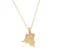 UBBVPKY Collier Avec Pendentif Carte De La République Du Congo Pour Homme Et Femme Accessoire Tendance Idéal Pour Un Cadeau Patriotique Ou Créatif Couleur Jaune-B 50 Cm