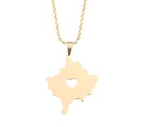 UBBVPKY Collier Avec Pendentif Carte De La République Du Kosovo - Collier Ethnique Avec Carte Du Pays Et Drapeau National Pour Femmes Et Hommes Bijoux À Breloques Patriotiques Cadeau