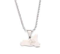 UBBVPKY Collier Avec Pendentif Carte De La Sicile Et De L'Italie Pour Femmes Et Hommes - Collier Unisexe Avec Pendentif Géométrique De Style Ethnique Bijoux Cadeaux Et Accessoires Blanc 60 Cm